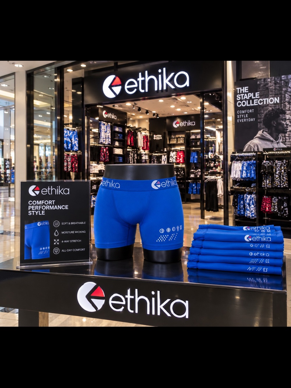Women's Ethika Subzero Performance Blue Performance StapleBike Shorts